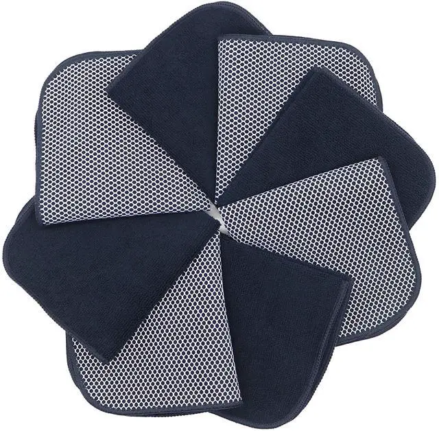Alt view image 3 of 7 - Microfiber Cleaning Cloth, Dish Rags, 12x12inch, 8 Pack, Black