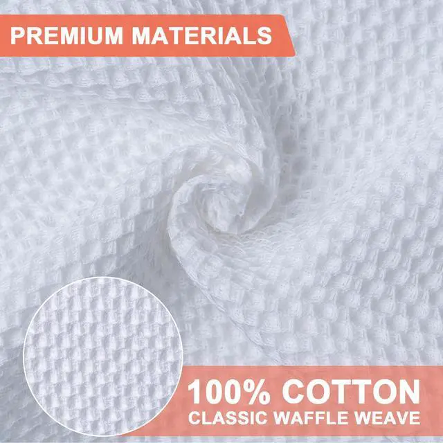 Alt view image 3 of 7 - 6-Pack Kitchen Dish Cloths, 100% Cotton Waffle Weave, Ultra Soft Absorbent, Quick Drying Dish Towels, 12x12 Inches,White