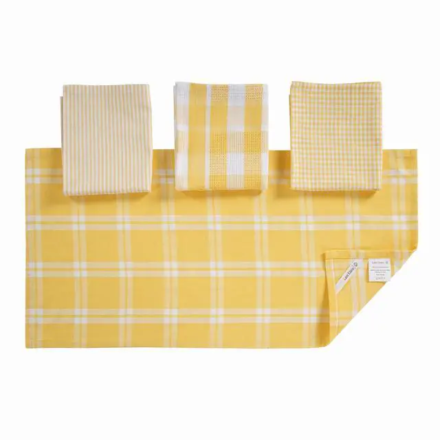 Alt view image 3 of 3 - 100% Cotton Kitchen Dish Cloths, Ultra Soft Absorbent Quick Drying Dish Towels, Multiweave Wash Cloths Dish Towel Sets, 13x28 Inches, 4 Pack - Yellow