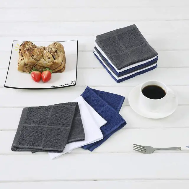 Alt view image 2 of 7 - Dishcloths Kitchen Highly Absorbent Dish Rags 100% Cotton Dish Cloths for Washing Dishes, Cleaning (12pcs Gray)