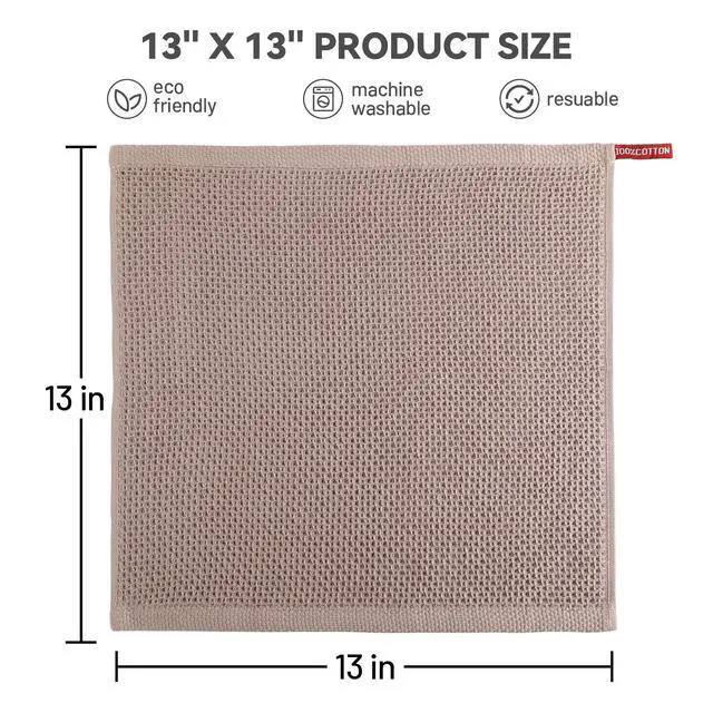 Alt view image 2 of 7 - Dish Cloth for Kitchen 6 Packs Cotton Cleaning Rags in Waffle Wave, Ultra Soft Super Absorbent Dishcloth for Washing Dishes, 13 x 13 Quick Drying Reusable Dish Towels for Home Kitchen (Mixed Color)