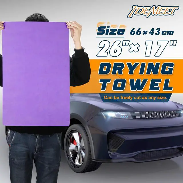 Alt view image 4 of 7 - Premium Shammy Towel for Car, Super Absorbent 2 Pack 26""x17"" Car Drying Towel, Reusable Soft Car Wash Cloth, Chamois Cloth for Car, Dust Remove, No Scratch/Spot/Streak, Blue & Purple