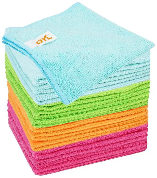 Main image of Microfiber Cleaning Cloth,12 Pack Cleaning Rags, Cleaning Towels with 4 Color Assorted, 11.8"X11.8"(Green/Blue/Yellow/Pink)