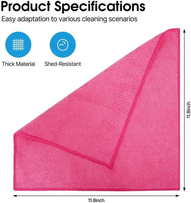 Alt view image 2 of 7 - Microfiber Cleaning Cloth,12 Pack Cleaning Rags, Cleaning Towels with 4 Color Assorted, 11.8"X11.8"(Green/Blue/Yellow/Pink)