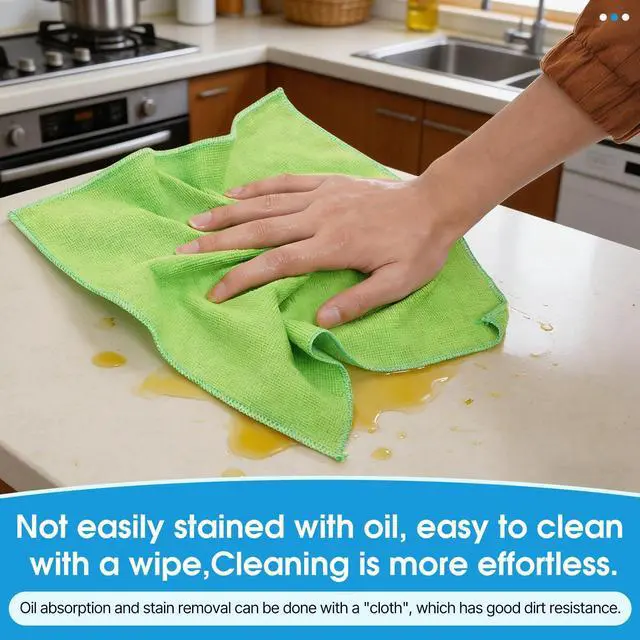 Alt view image 3 of 7 - Microfiber Cleaning Cloth,12 Pack Cleaning Rags, Cleaning Towels with 4 Color Assorted, 11.8"X11.8"(Green/Blue/Yellow/Pink)