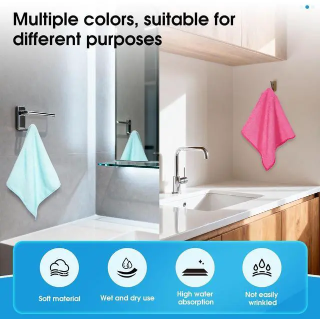 Alt view image 4 of 7 - Microfiber Cleaning Cloth,12 Pack Cleaning Rags, Cleaning Towels with 4 Color Assorted, 11.8"X11.8"(Green/Blue/Yellow/Pink)