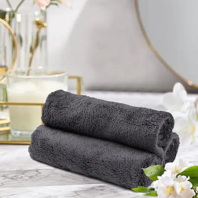Alt view image 4 of 7 - Ultra Soft Washcloths 12 Pack, Premium Microfiber Towel Sets 12x12 inches, Absorbent and Quick Drying Coral Velvet Washcloth, Multi-Purpose Wash Cloths for Bathroom, Hotel, and Gym (Grey)