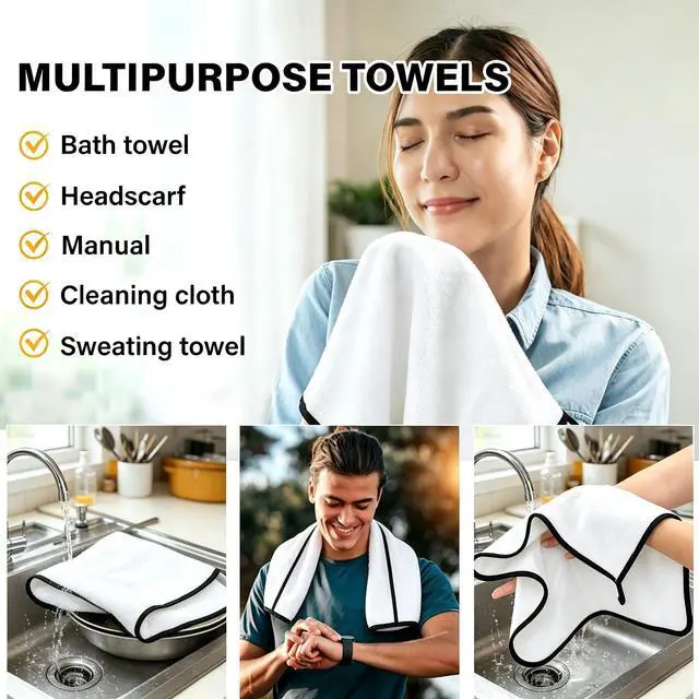 Alt view image 6 of 7 - Shiny Cleaning Cloths White Dual-Sided, Drying Dish Towels, 5pcs 12"x10" Ultra Absorbent Quick Drying Dish Towels, Streak Free Reusable Wash Cloths, Microfiber Lint-Free Wipes for Dishes, Sink & Glass