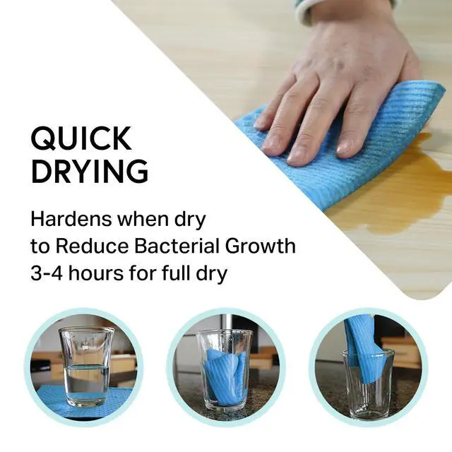Alt view image 3 of 7 - Dishcloths Reusable 8" x 7" Sponge Cloths, Bulk 10 Pack of High Absorbent Cellulose Dish & Kitchen Cleaning Hand Towels, Wring to Dry & Machine Wash, Odor Resistant, Blue