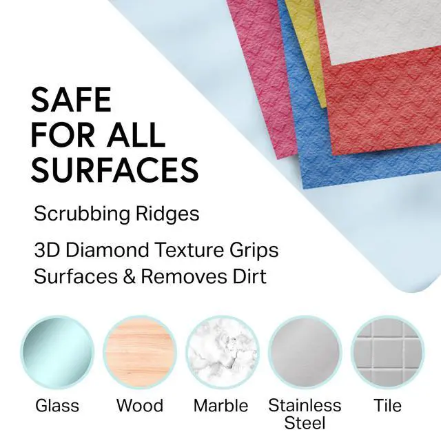 Alt view image 7 of 7 - Dishcloths Reusable 8" x 7" Sponge Cloths, Bulk 10 Pack of High Absorbent Cellulose Dish & Kitchen Cleaning Hand Towels, Wring to Dry & Machine Wash, Odor Resistant, Blue