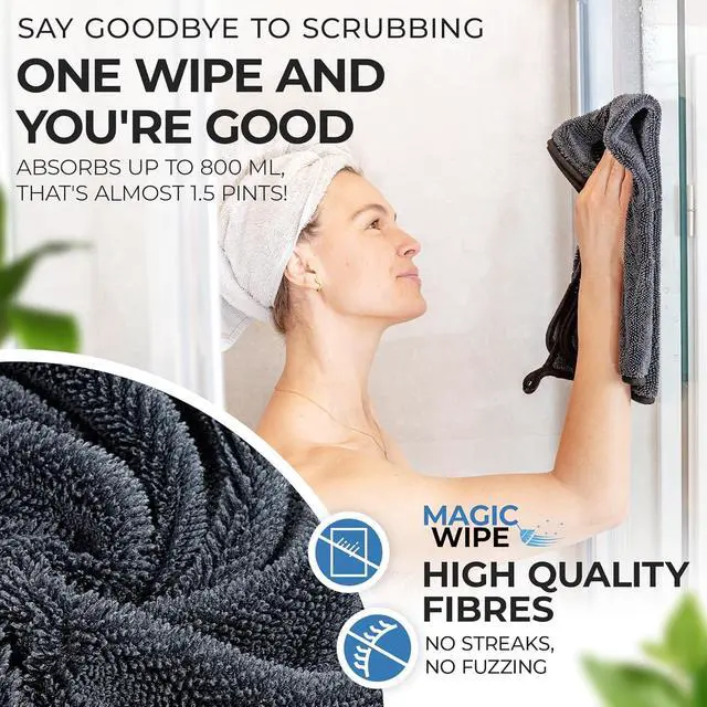 Alt view image 3 of 6 - Microfibre Cloth - 2 Pack 30 x 40 cm Dual Sided Cleaning Cloth - 600 GSM All Purpose Streak Free Diamond Wave Polishing Cloth for Kitchen Worktops, Glass, Mirrors, Bathrooms, Car