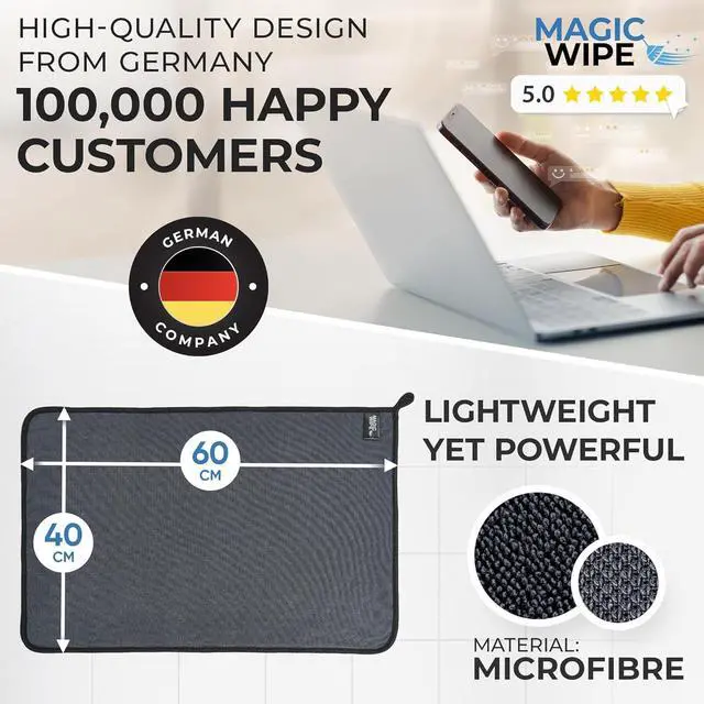 Alt view image 6 of 6 - Microfibre Cloth - 2 Pack 30 x 40 cm Dual Sided Cleaning Cloth - 600 GSM All Purpose Streak Free Diamond Wave Polishing Cloth for Kitchen Worktops, Glass, Mirrors, Bathrooms, Car