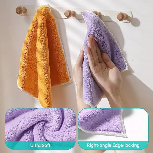 Alt view image 2 of 7 - Microfiber Cleaning Cloth 10 x 10, Mixed Color Kitchen Towels, Reusable Dish Towels for Kitchen Drying, Washable Dish Rags for Washing Dishes, Absorbent Lint Free Cleaning Cloths, 5 Pack