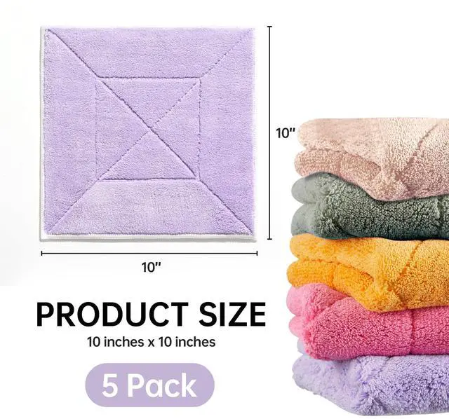 Alt view image 5 of 7 - Microfiber Cleaning Cloth 10 x 10, Mixed Color Kitchen Towels, Reusable Dish Towels for Kitchen Drying, Washable Dish Rags for Washing Dishes, Absorbent Lint Free Cleaning Cloths, 5 Pack