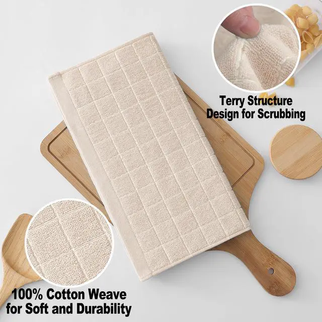 Alt view image 2 of 7 - 100% Cotton Terry Kitchen Dish Cloths, 4 Pack, Beige