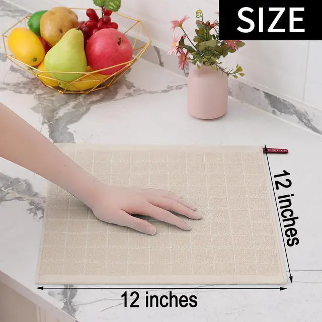 Alt view image 5 of 7 - 100% Cotton Terry Kitchen Dish Cloths, 4 Pack, Beige