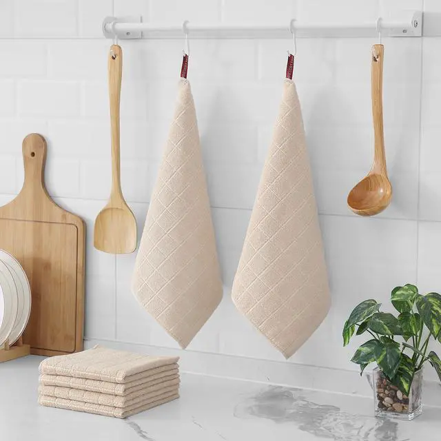 Alt view image 6 of 7 - 100% Cotton Terry Kitchen Dish Cloths, 4 Pack, Beige
