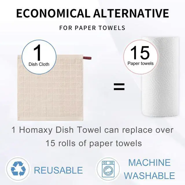 Alt view image 7 of 7 - 100% Cotton Terry Kitchen Dish Cloths, 4 Pack, Beige