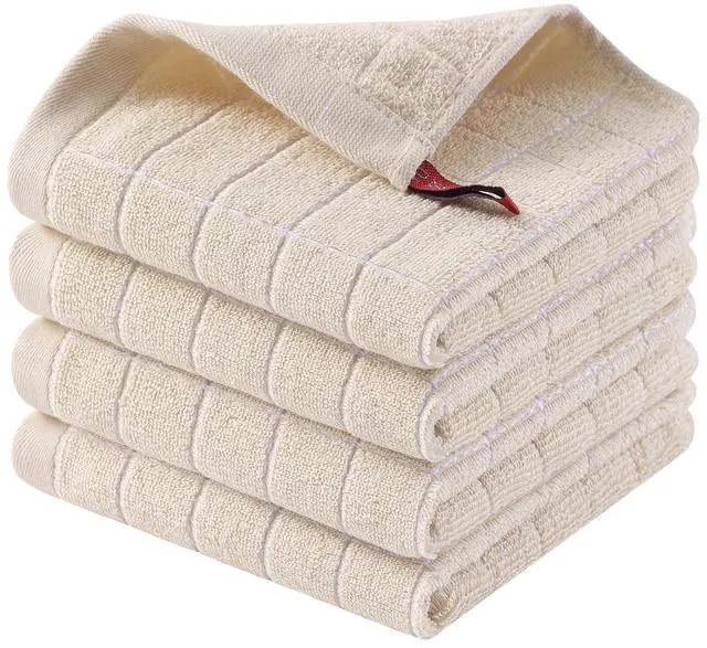 Main image of 100% Cotton Terry Kitchen Dish Cloths, 4 Pack, Beige