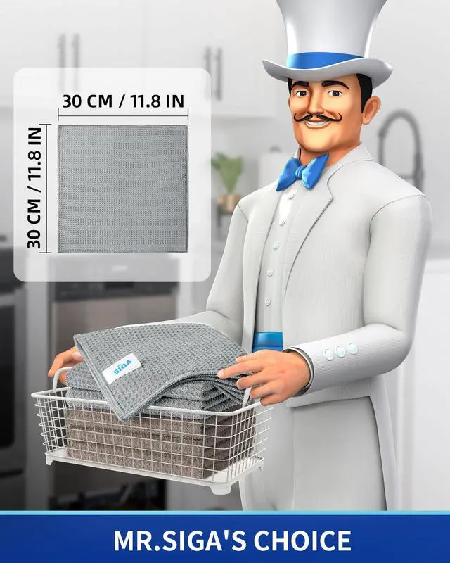 Alt view image 2 of 7 - Waffle Weave Cleaning Cloths, Ultra Absorbent and Lint Free, 6 Pack