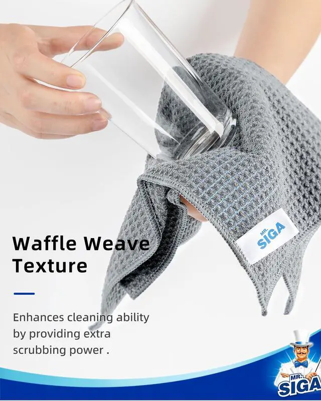 Alt view image 3 of 7 - Waffle Weave Cleaning Cloths, Ultra Absorbent and Lint Free, 6 Pack