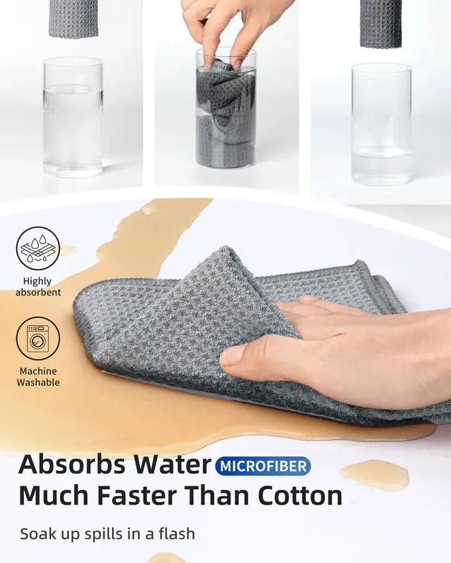 Alt view image 4 of 7 - Waffle Weave Cleaning Cloths, Ultra Absorbent and Lint Free, 6 Pack