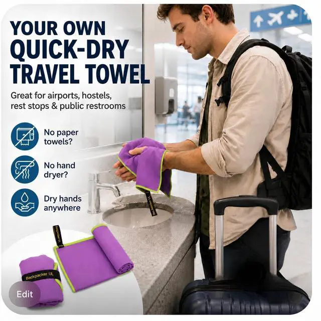 Alt view image 3 of 7 - Elite Trail Magic Backpacking Ultralight Quick Dry Microfiber Soft Fast Drying Hand and Face Towel Wash Cloth Camping Yoga Hiking Active Lifestyle Small