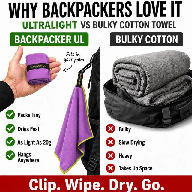 Alt view image 6 of 7 - Elite Trail Magic Backpacking Ultralight Quick Dry Microfiber Soft Fast Drying Hand and Face Towel Wash Cloth Camping Yoga Hiking Active Lifestyle Small