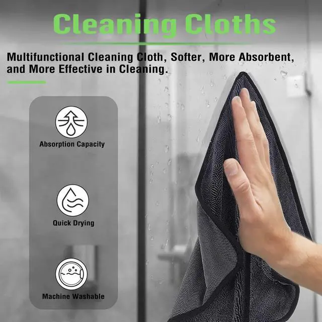 Alt view image 2 of 7 - Bath Wipes Shower Cleaning Cloths, Premium Car Drying Towel | Ultra Absorbent Twisted-Loop Design| Microfiber Towel for Car, Shower Cabin, Household