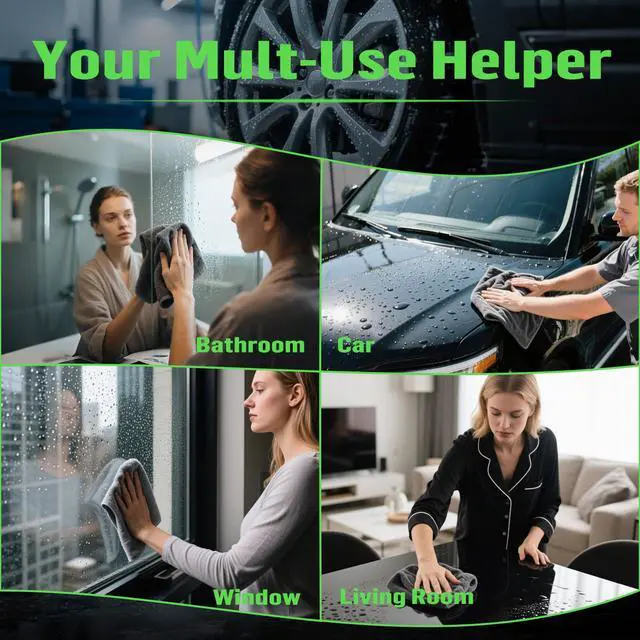 Alt view image 7 of 7 - Bath Wipes Shower Cleaning Cloths, Premium Car Drying Towel | Ultra Absorbent Twisted-Loop Design| Microfiber Towel for Car, Shower Cabin, Household