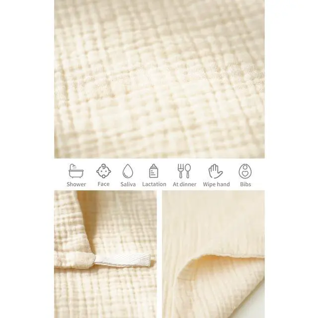 Alt view image 4 of 7 - 6 Pack Muslin Baby Washcloths, 100% Cotton Wash Cloth Set