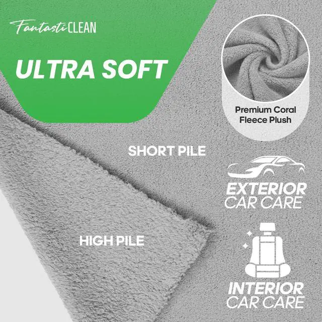 Alt view image 2 of 7 - Thick Microfiber Towel Roll, 14" x 14", 20 Pack, Grey