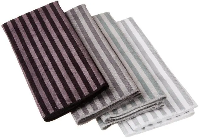 Main image of Cleaning Collection Multi-Purpose Microfiber, Gray Stripes, Dishtowel Set