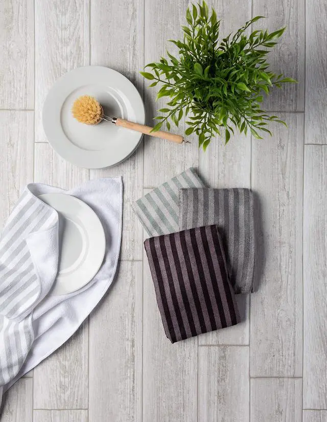 Alt view image 2 of 4 - Cleaning Collection Multi-Purpose Microfiber, Gray Stripes, Dishtowel Set