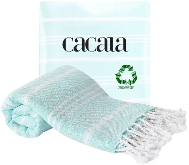 Main image of 100% Turkish Cotton Kitchen Tea Towels, Highly Absorbent Luxury Soft Quick Drying Dish Towel with Hanging Loop for Gym, Yoga, Bath, Sports, Cleaning and Kitchen (23 x 36), Aquamarine