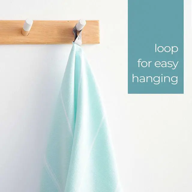 Alt view image 2 of 7 - 100% Turkish Cotton Kitchen Tea Towels, Highly Absorbent Luxury Soft Quick Drying Dish Towel with Hanging Loop for Gym, Yoga, Bath, Sports, Cleaning and Kitchen (23 x 36), Aquamarine