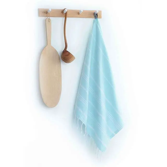 Alt view image 4 of 7 - 100% Turkish Cotton Kitchen Tea Towels, Highly Absorbent Luxury Soft Quick Drying Dish Towel with Hanging Loop for Gym, Yoga, Bath, Sports, Cleaning and Kitchen (23 x 36), Aquamarine