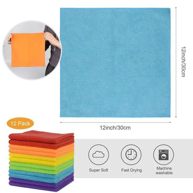 Alt view image 2 of 7 - Microfiber Rag Cleaning Cloth Kitchen Dish Cloths 12x12inch 12 Pack