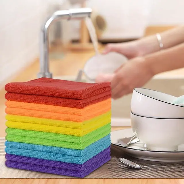 Alt view image 5 of 7 - Microfiber Rag Cleaning Cloth Kitchen Dish Cloths 12x12inch 12 Pack