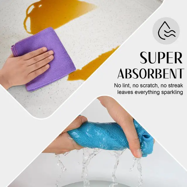 Alt view image 4 of 7 - Microfiber Rag Cleaning Cloth Kitchen Dish Cloths 12x12inch 12 Pack