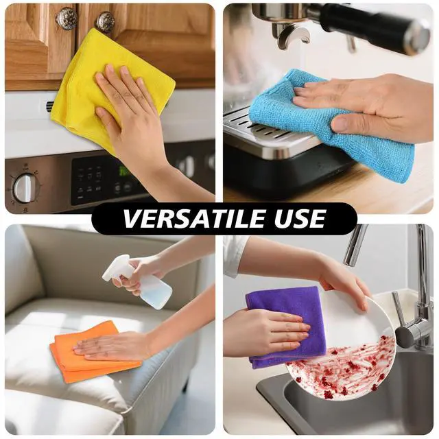 Alt view image 7 of 7 - Microfiber Rag Cleaning Cloth Kitchen Dish Cloths 12x12inch 12 Pack