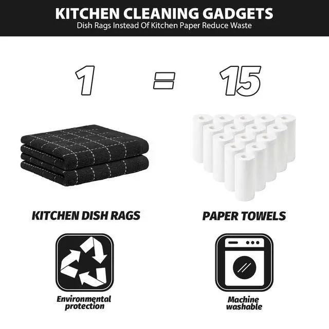 Alt view image 5 of 7 - 6 Pack Terry Kitchen Towels,Dish Cloths for Washing Dishes