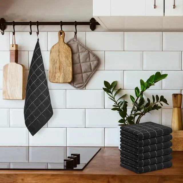 Alt view image 6 of 7 - 6 Pack Terry Kitchen Towels,Dish Cloths for Washing Dishes