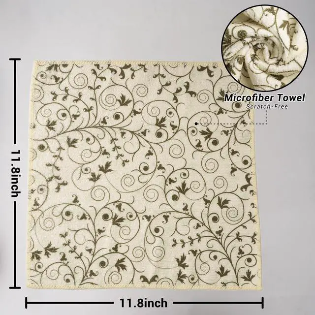 Alt view image 2 of 7 - Microfiber Cleaning Cloth 12 Pack,Microfiber Towels Cleaning,Microfiber Towels for Cars,Absorbent Dish Washing Cloth,Reusable Cleaning Cloths Lint Free (Green Vine)