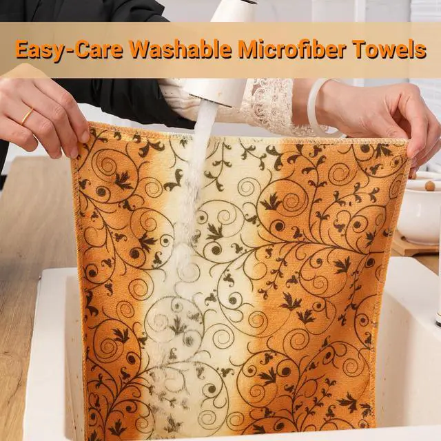 Alt view image 5 of 7 - Microfiber Cleaning Cloth 12 Pack,Microfiber Towels Cleaning,Microfiber Towels for Cars,Absorbent Dish Washing Cloth,Reusable Cleaning Cloths Lint Free (Green Vine)