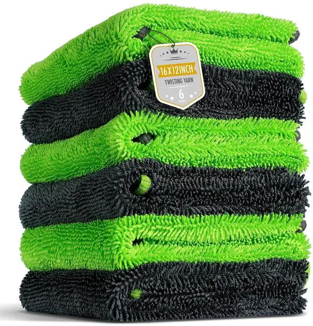 Main image of 6-Pack Microfiber Towels for Cars (16"×12") Ultra Absorbent and Scratch-Free Car Detailing Cleaning Cloth, Trucks, Home Cleaning, Pet Drying, Boats, and Motorcycles, Gift Packed
