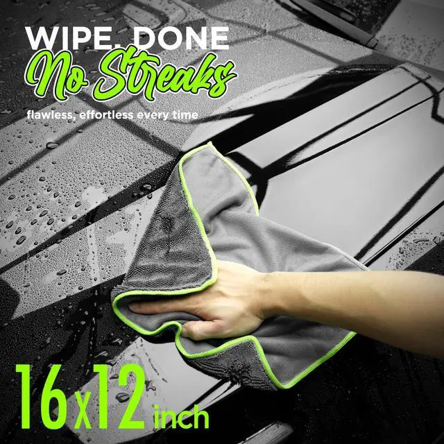 Alt view image 2 of 6 - 6-Pack Microfiber Towels for Cars (16"×12") Ultra Absorbent and Scratch-Free Car Detailing Cleaning Cloth, Trucks, Home Cleaning, Pet Drying, Boats, and Motorcycles, Gift Packed