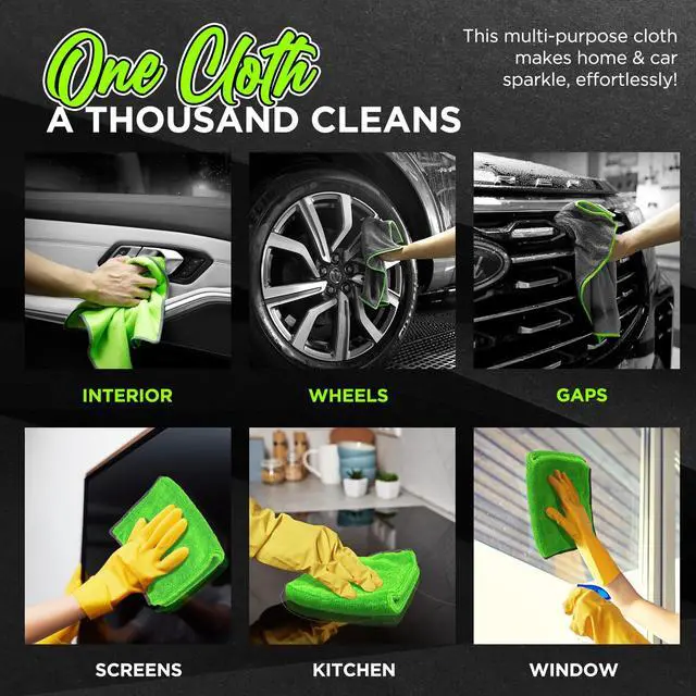 Alt view image 5 of 6 - 6-Pack Microfiber Towels for Cars (16"×12") Ultra Absorbent and Scratch-Free Car Detailing Cleaning Cloth, Trucks, Home Cleaning, Pet Drying, Boats, and Motorcycles, Gift Packed