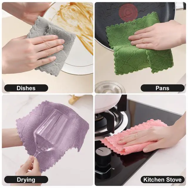 Alt view image 5 of 7 - Super Soft 12 Pack Coral Velvet Microfiber Dish Cloths, 7" x 9"