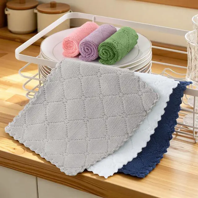 Alt view image 6 of 7 - Super Soft 12 Pack Coral Velvet Microfiber Dish Cloths, 7" x 9"